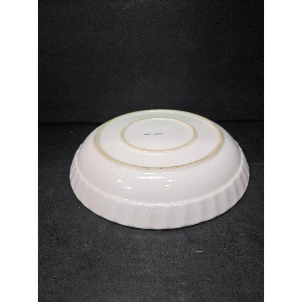 Blue‎ Round Ribbed Ceramic Quiche Pie Baking Dish, Vintage Ovenware, Bakeware